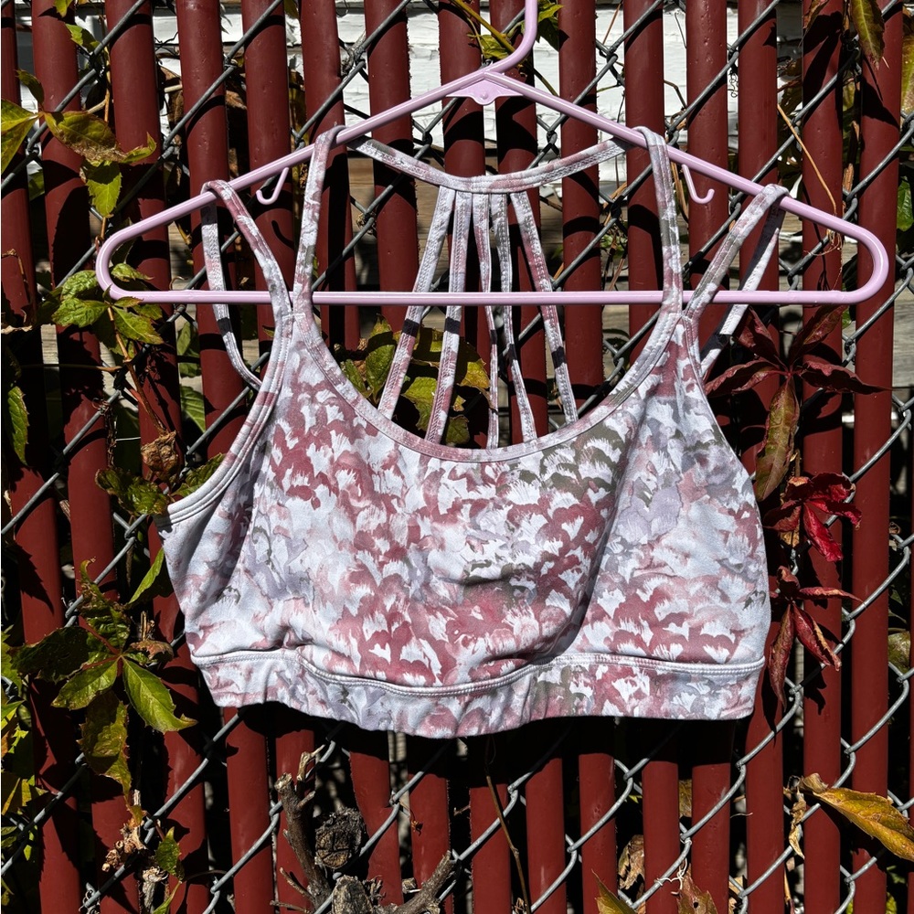 Gaiam Pink and White Patterned Sports Bra